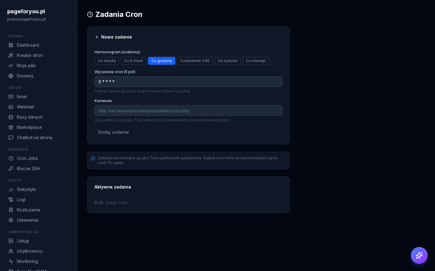 Zadania CRON