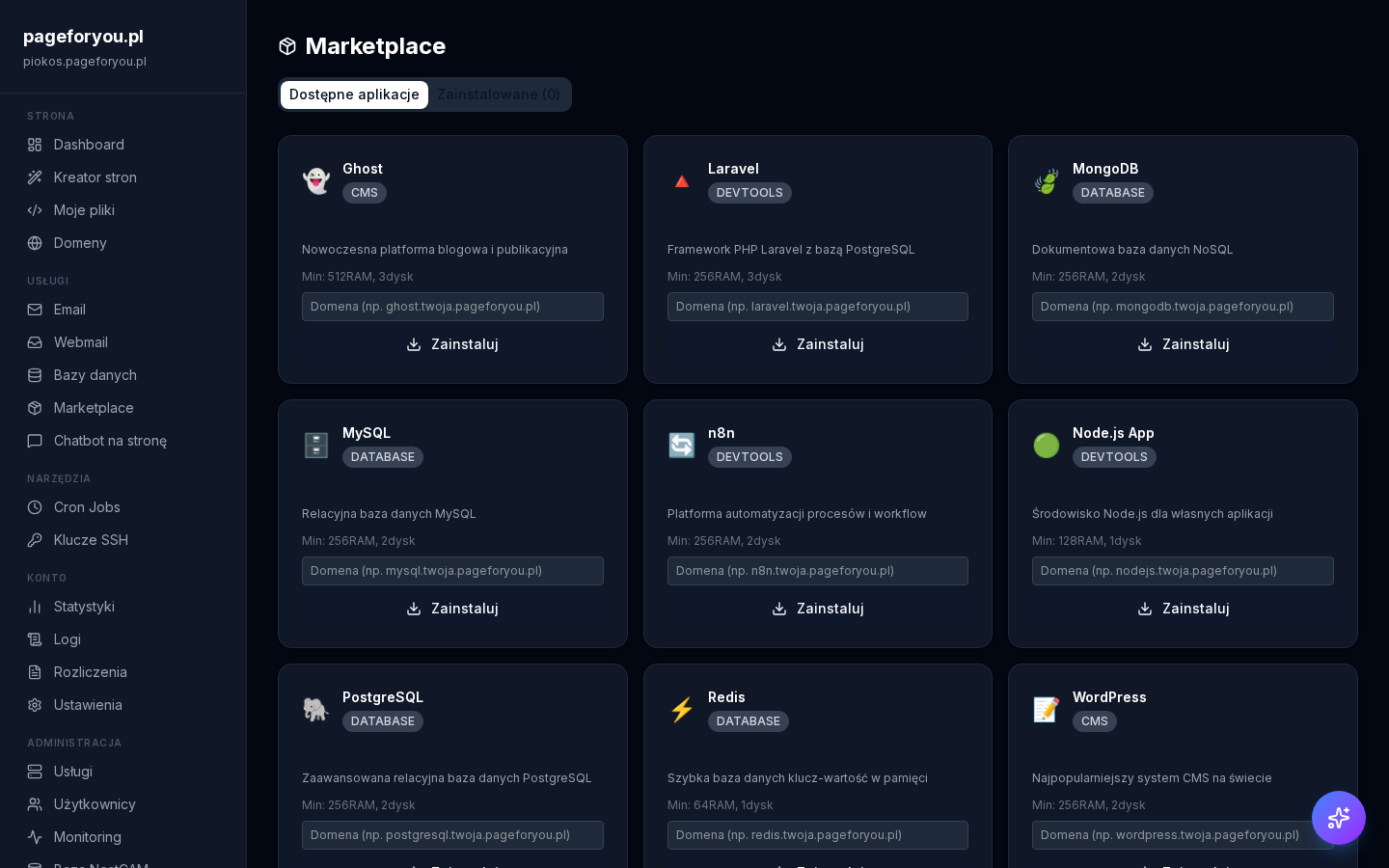 Marketplace aplikacji