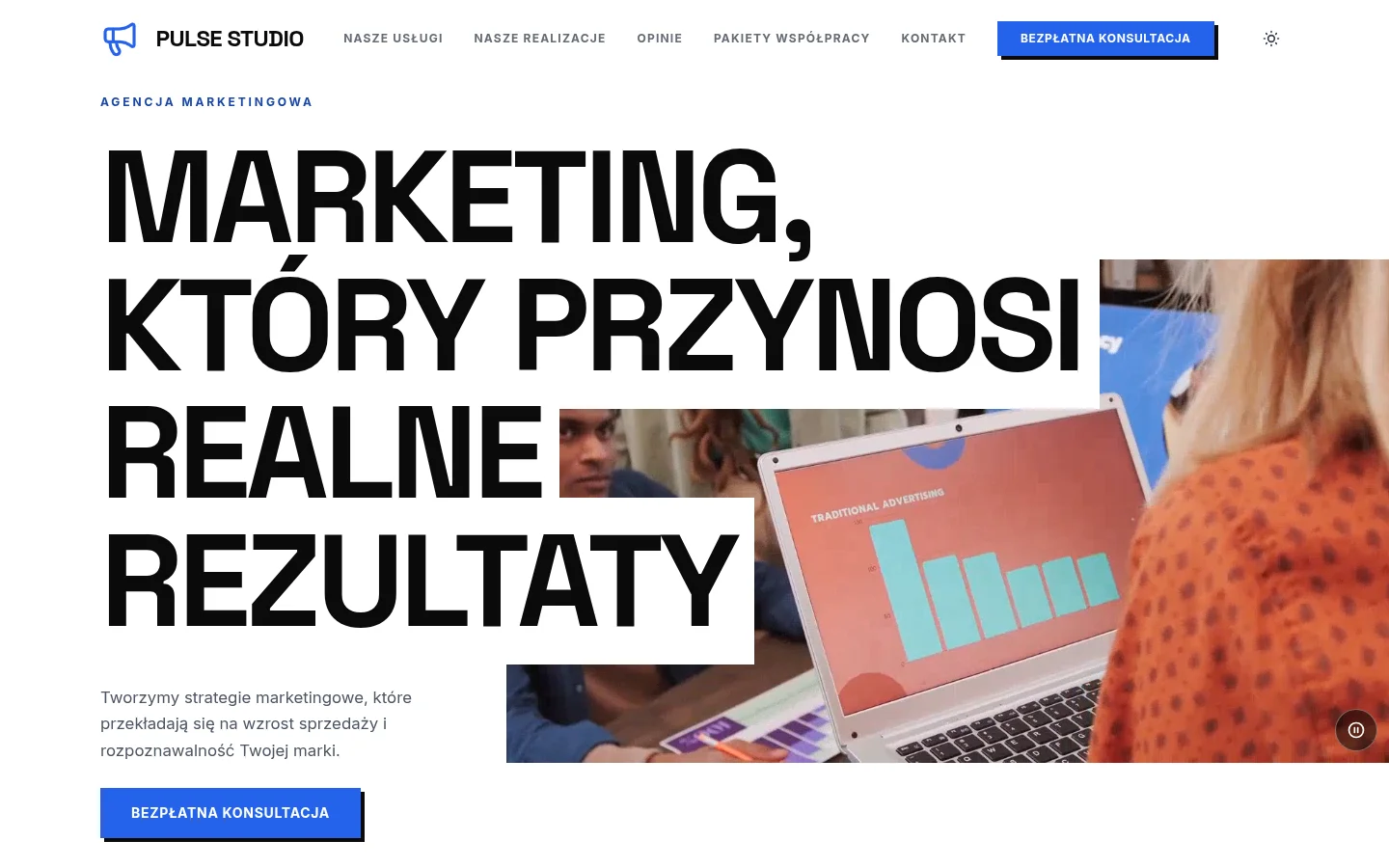 Szablon Bold Landing — podgląd strony