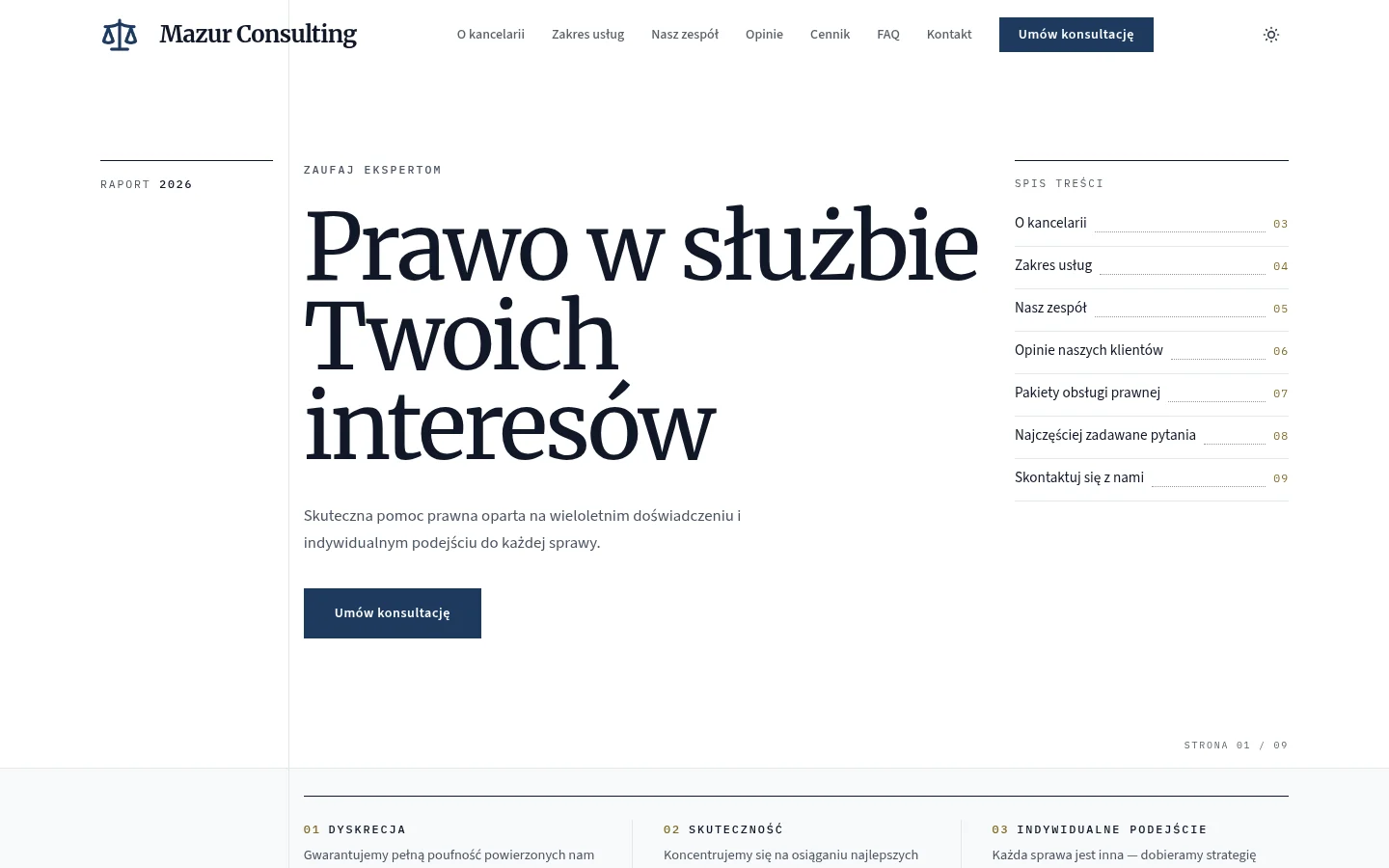 Szablon Corporate Classic — podgląd strony